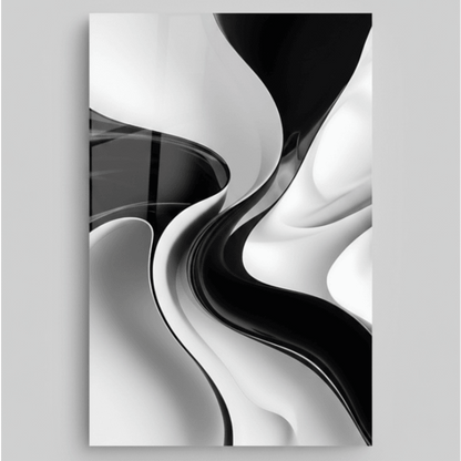 Noir et Blanc Abstrait Tableau en Verre Trempé