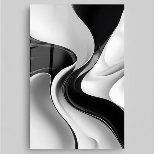 Black & White Abstract Glass Wall Art