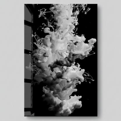 White Smoke Abstract Glass Wall Art