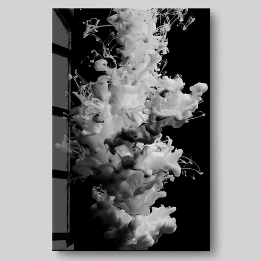 White Smoke Abstract Glass Wall Art