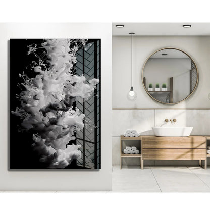White Smoke Abstract Glass Wall Art