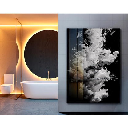White Smoke Abstract Glass Wall Art
