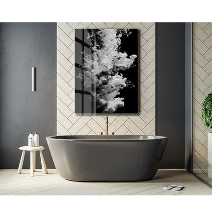 White Smoke Abstract Glass Wall Art