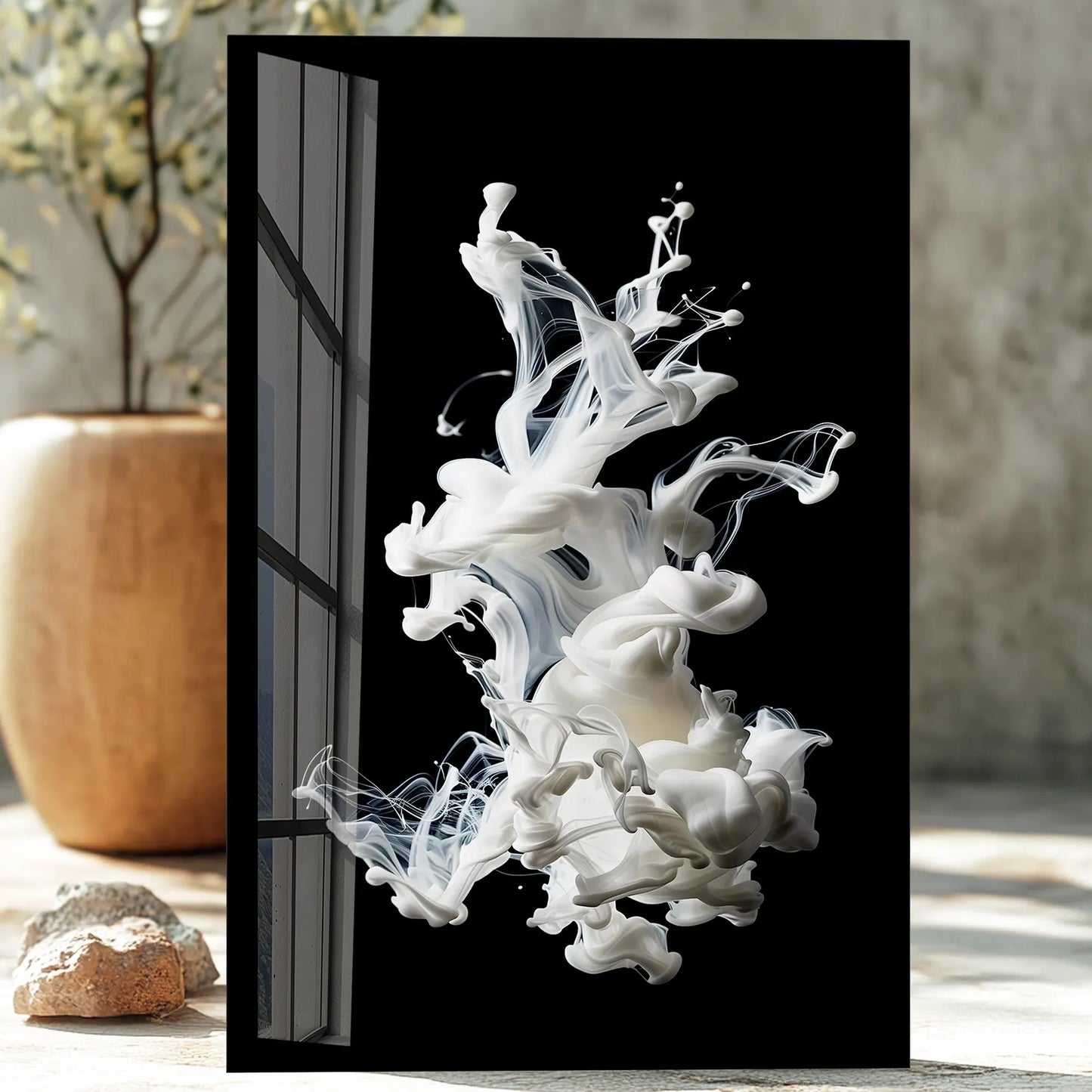 Fumée Blanche Tableau en Verre Trempé