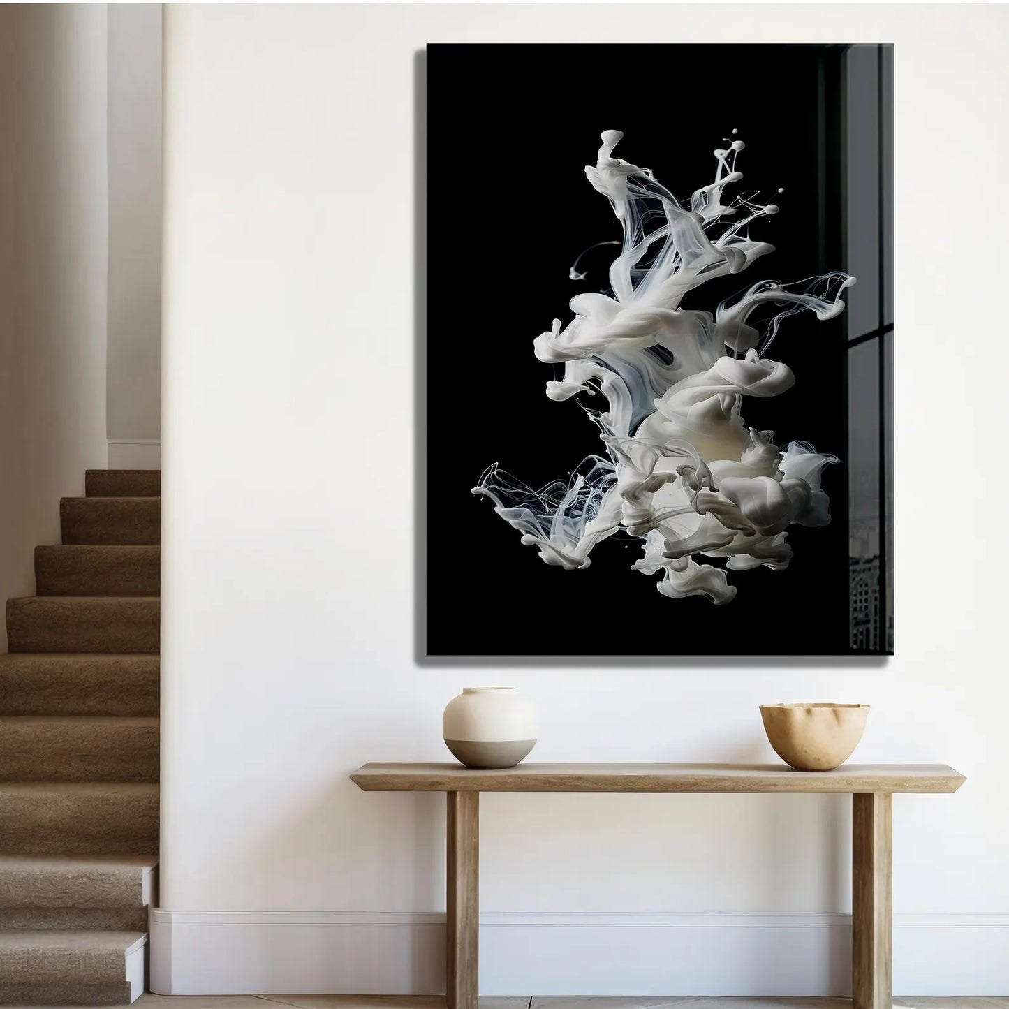 Fumée Blanche Tableau en Verre Trempé