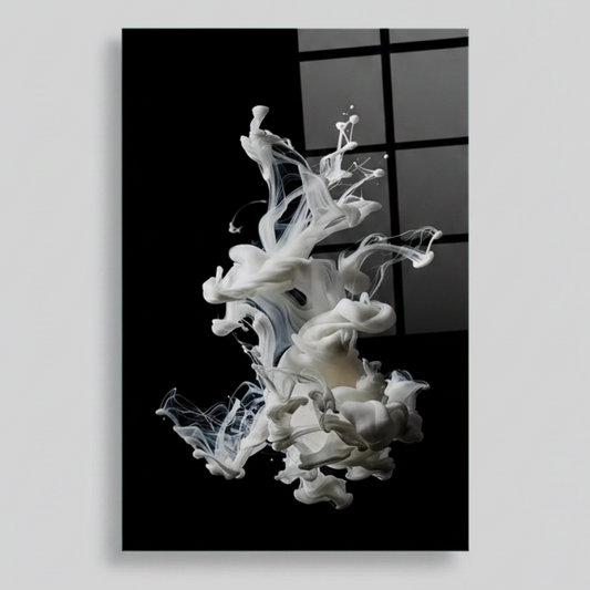 White Smoke Abstract Glass Wall Art II