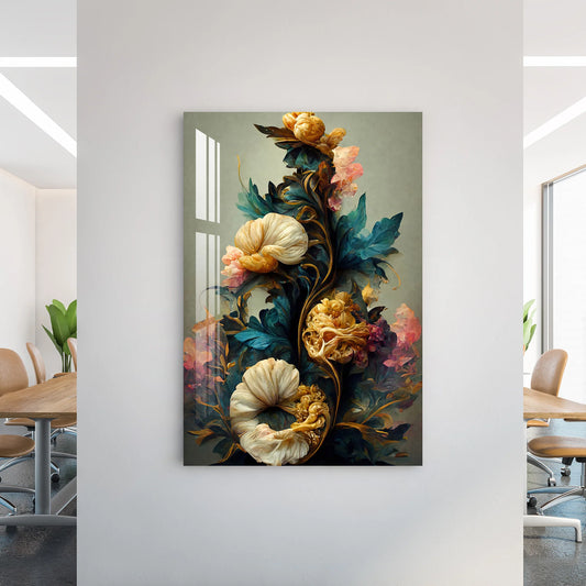 Elegant Flowers Glass Wall Art