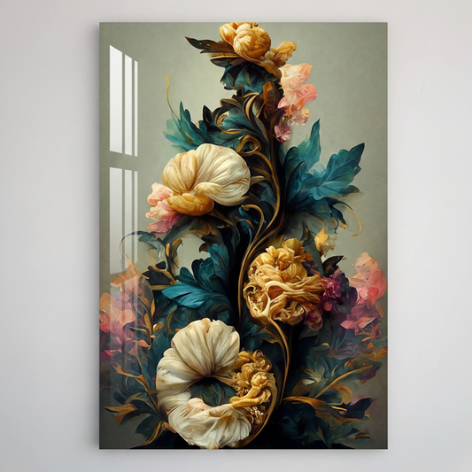 Elegant Flowers Glass Wall Art