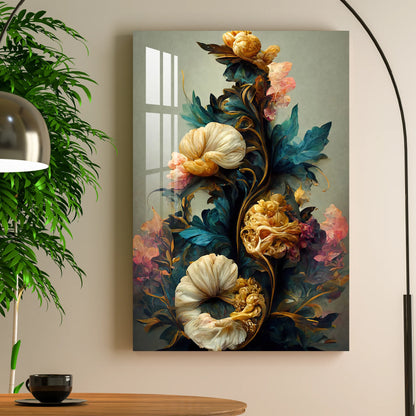 Fleurs Élégantes Tableau en Verre Trempé