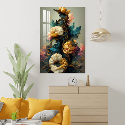 Fleurs Élégantes Tableau en Verre Trempé