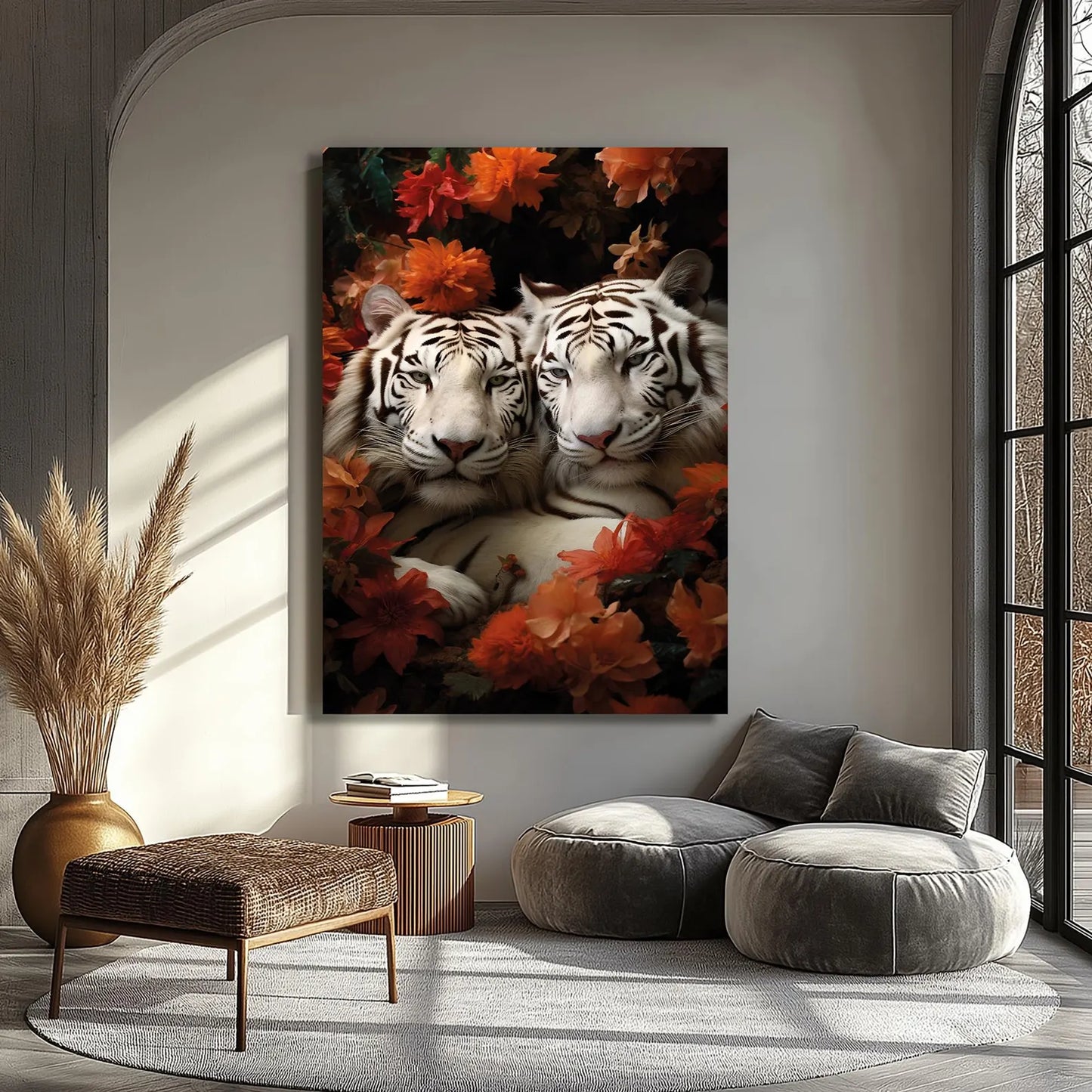 White Tigers Glass Wall Art