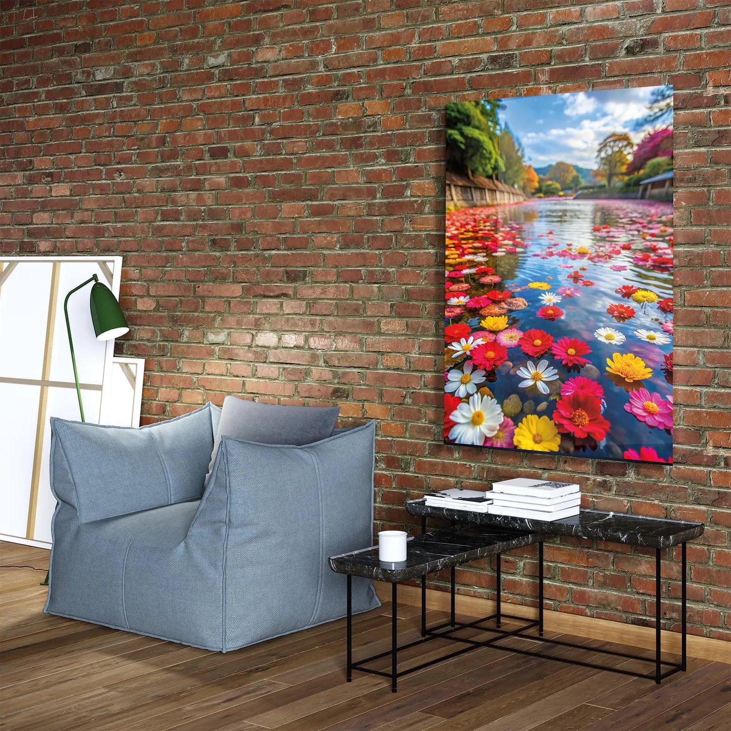 Flower Lake Glass Wall Art