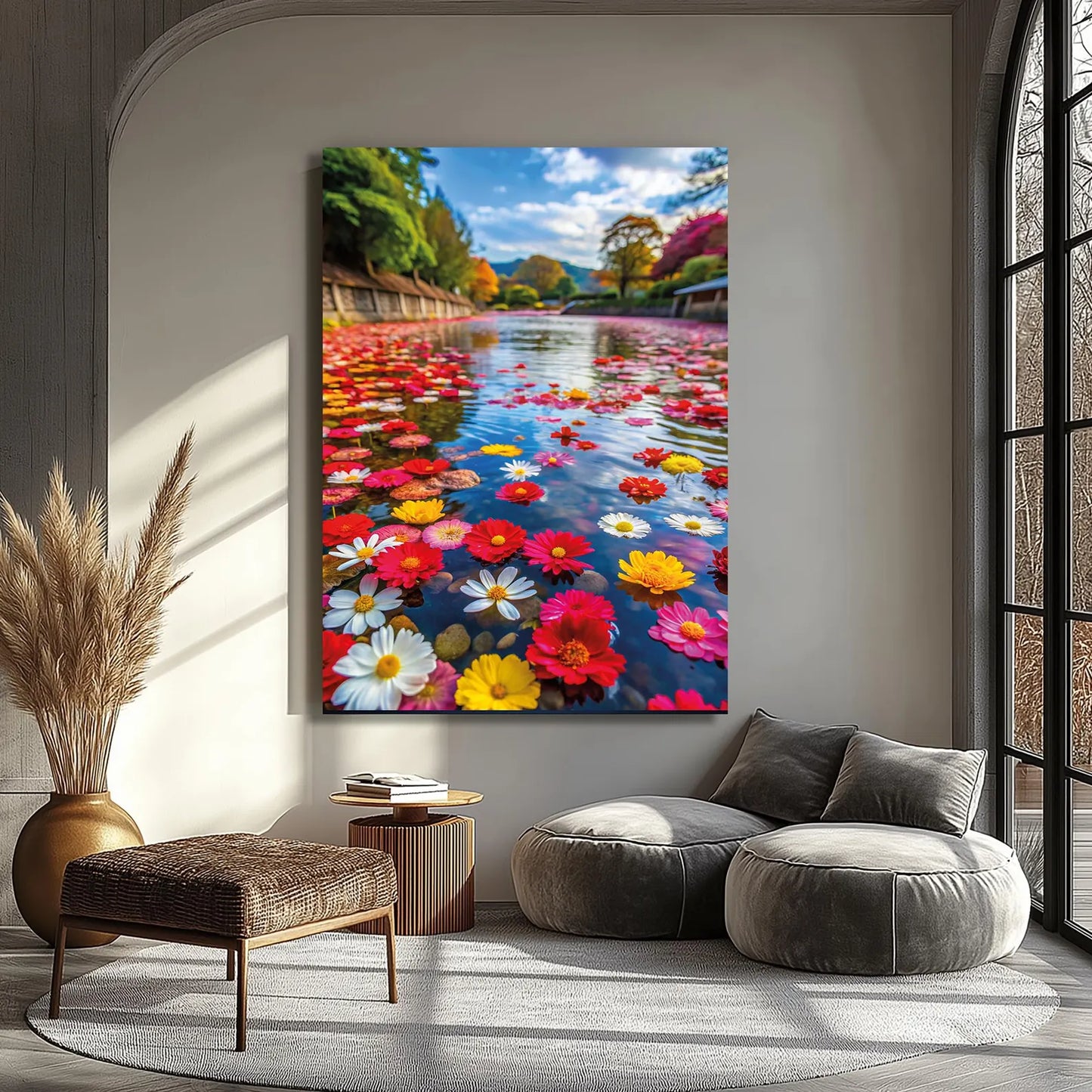 Flower Lake Glass Wall Art
