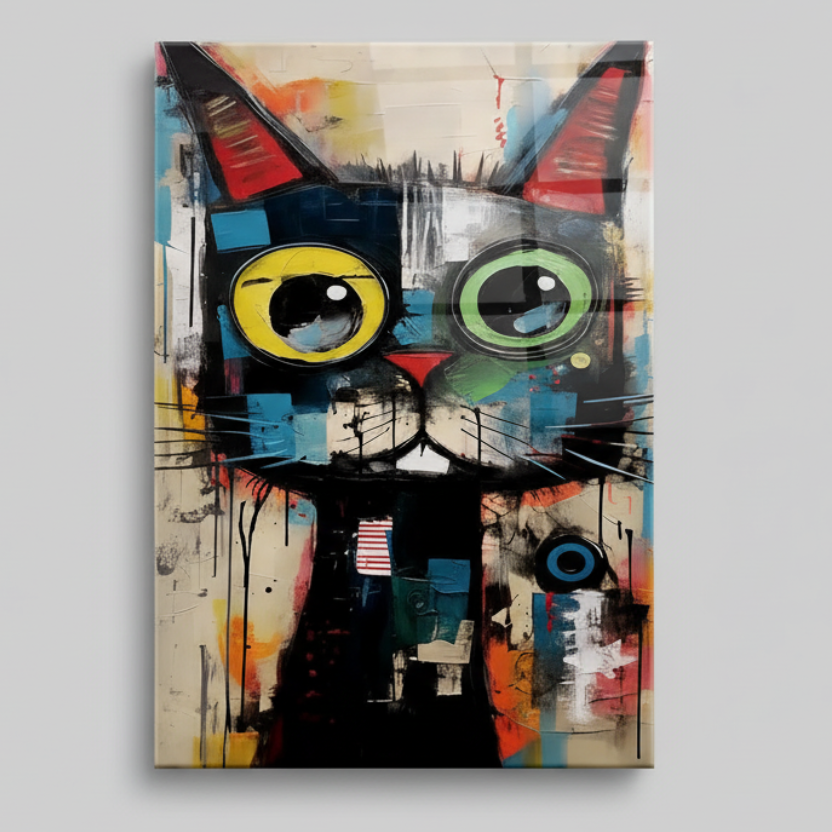 Gatto İspirato a Klimt Quadro in Vetro Temperato