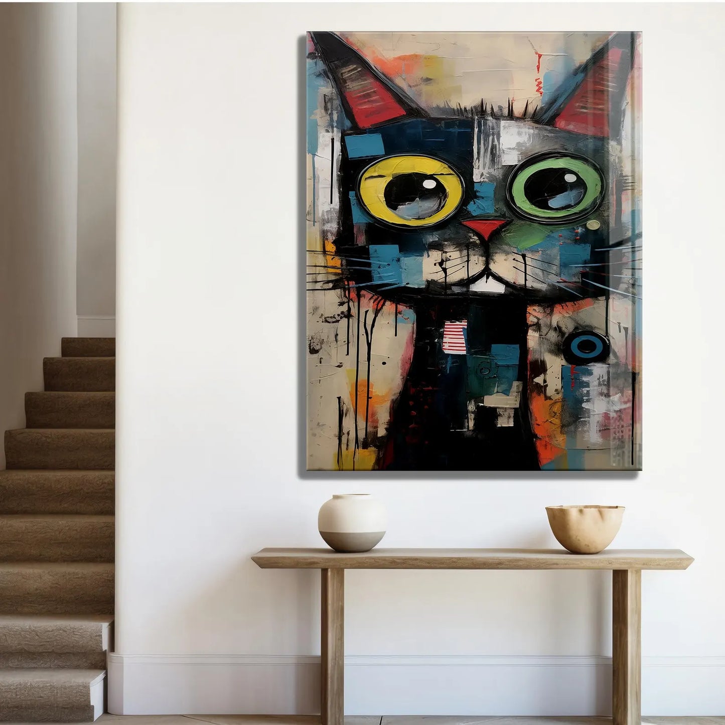Gatto İspirato a Klimt Quadro in Vetro Temperato