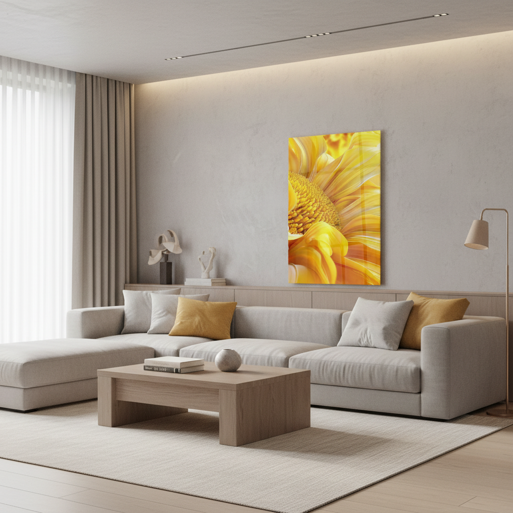 Girasole Quadro in Vetro Temperato