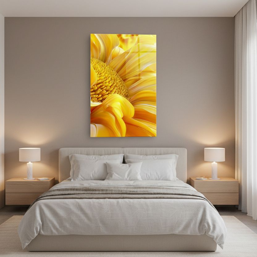 Girasole Quadro in Vetro Temperato