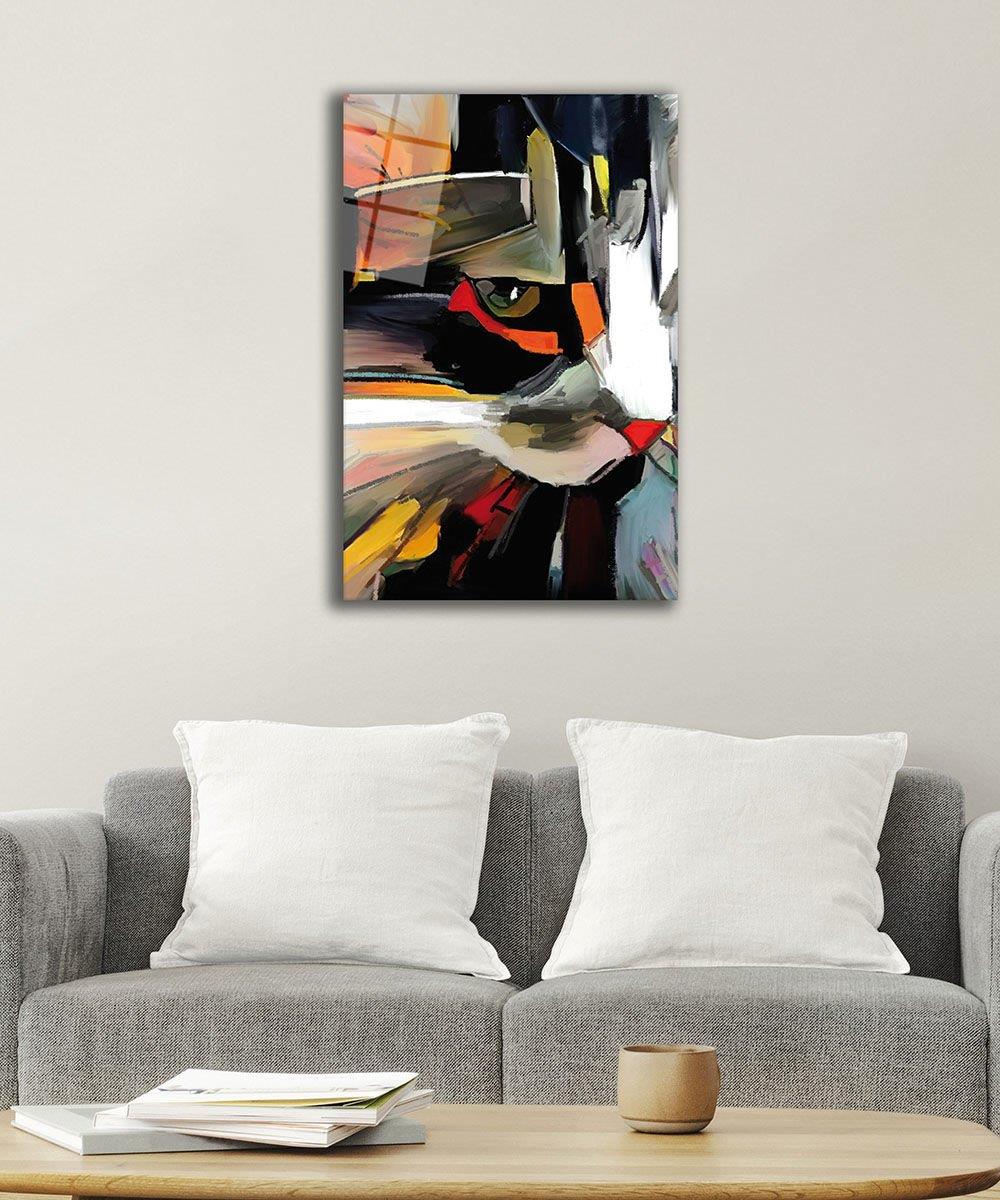 Abstract Cat Glass Wall Art