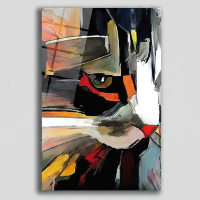 Abstract Cat Glass Wall Art