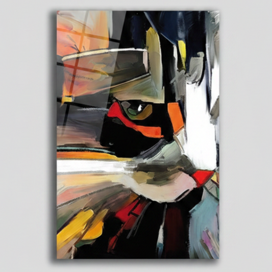 Abstract Cat Glass Wall Art