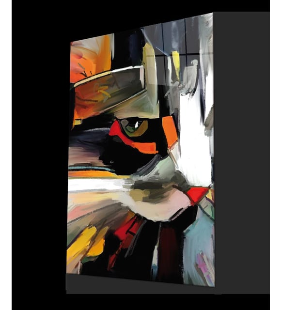 Abstract Cat Glass Wall Art