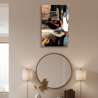 Abstract Cat Glass Wall Art