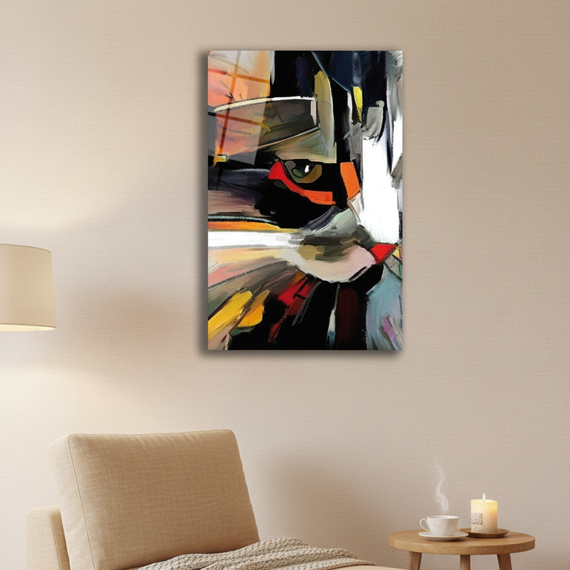 Abstract Cat Glass Wall Art