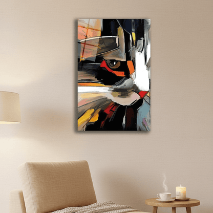 Abstract Cat Glass Wall Art
