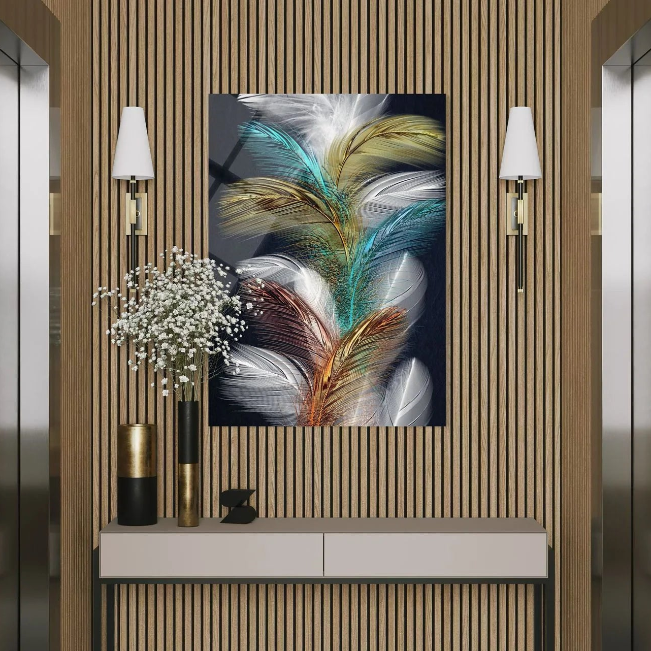 Piume Quadro in Vetro Temperato
