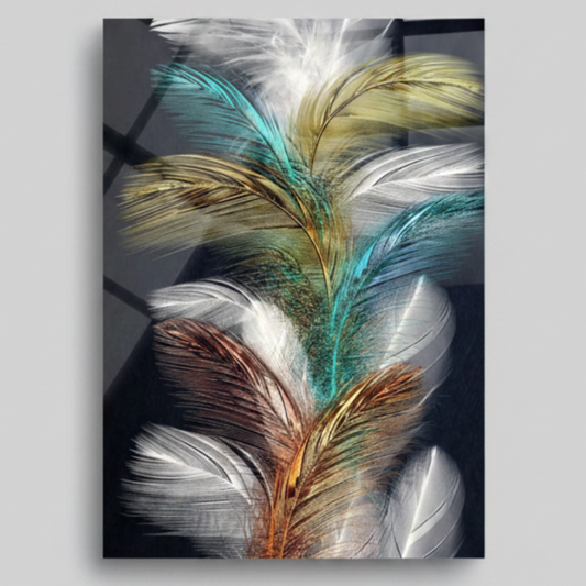 Feathers Glass Wall Art
