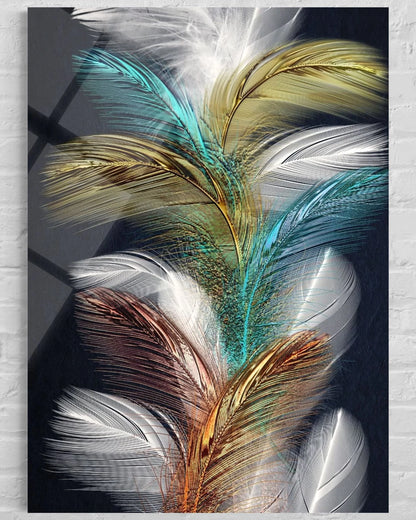 Plumes Tableau en Verre Trempé