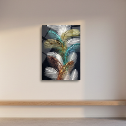 Plumes Tableau en Verre Trempé