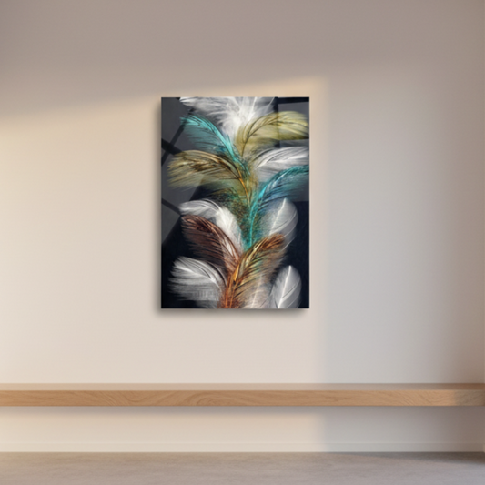 Feathers Glass Wall Art