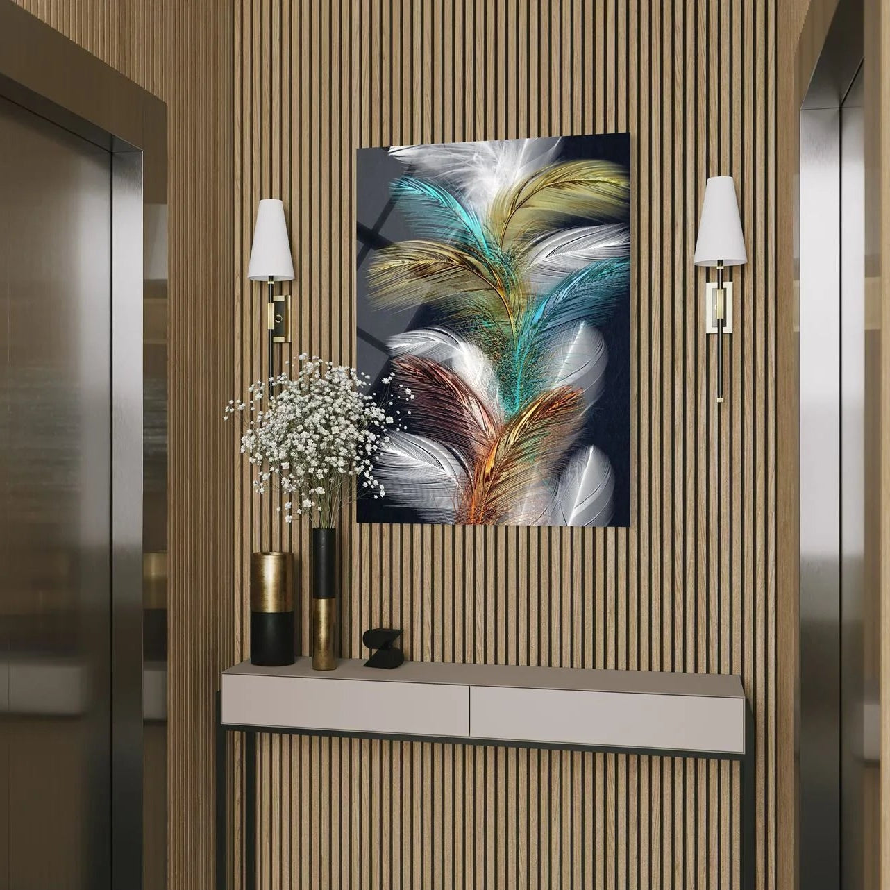 Piume Quadro in Vetro Temperato