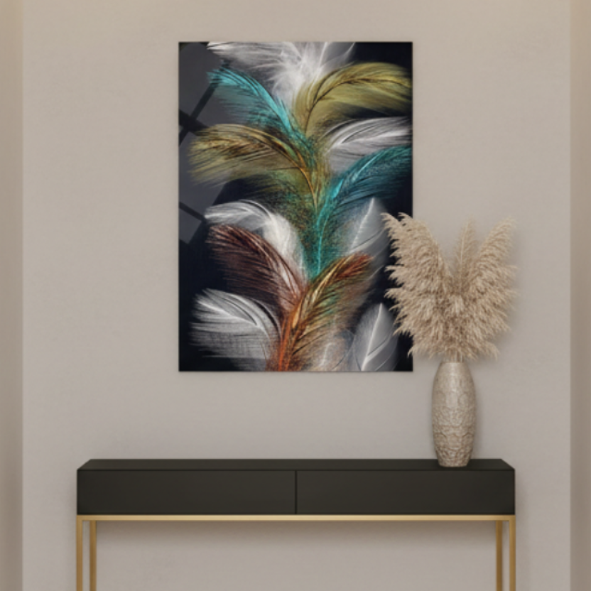 Piume Quadro in Vetro Temperato