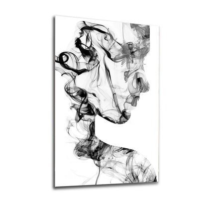 Silhouette d'une Femme de Fumée Tableau en Verre Trempé