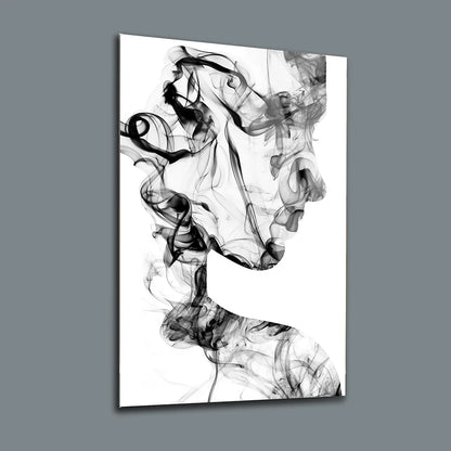 Silhouette d'une Femme de Fumée Tableau en Verre Trempé
