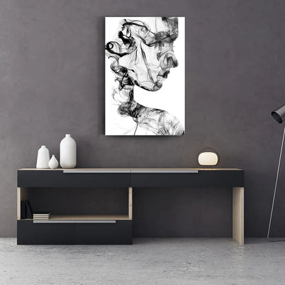 Silhouette d'une Femme de Fumée Tableau en Verre Trempé