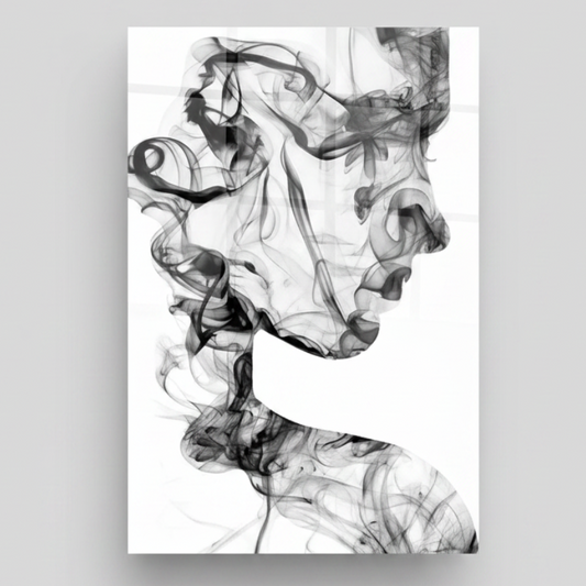 Smoke Woman Silhouette Glass Wall Art