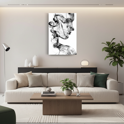 Silhouette d'une Femme de Fumée Tableau en Verre Trempé