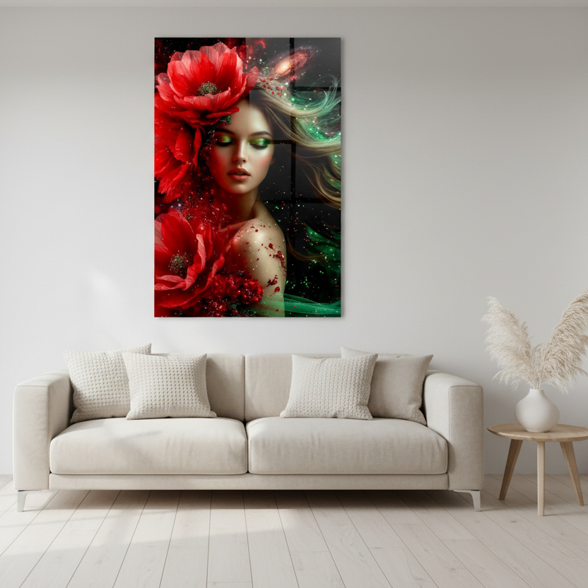 Fille Romantique  Tableau en Verre Trempé