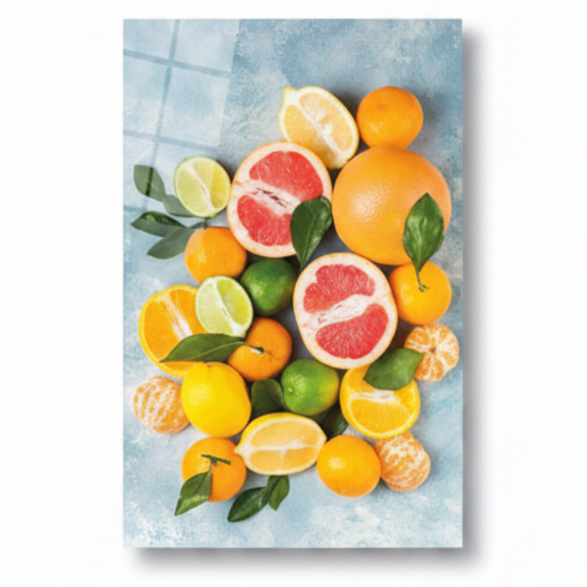 Mixed Citrus Fruits Glass Wall Art
