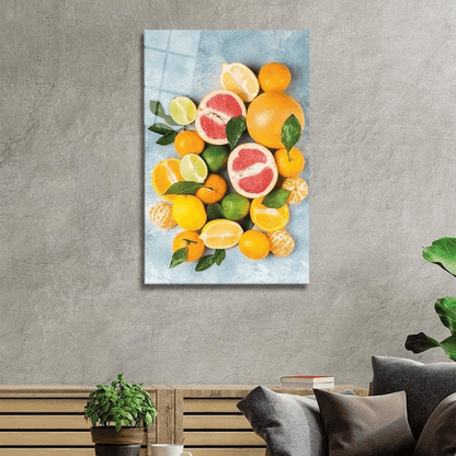 Mixed Citrus Fruits Glass Wall Art