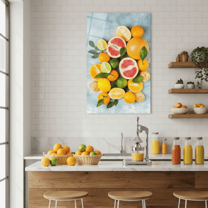 Mixed Citrus Fruits Glass Wall Art