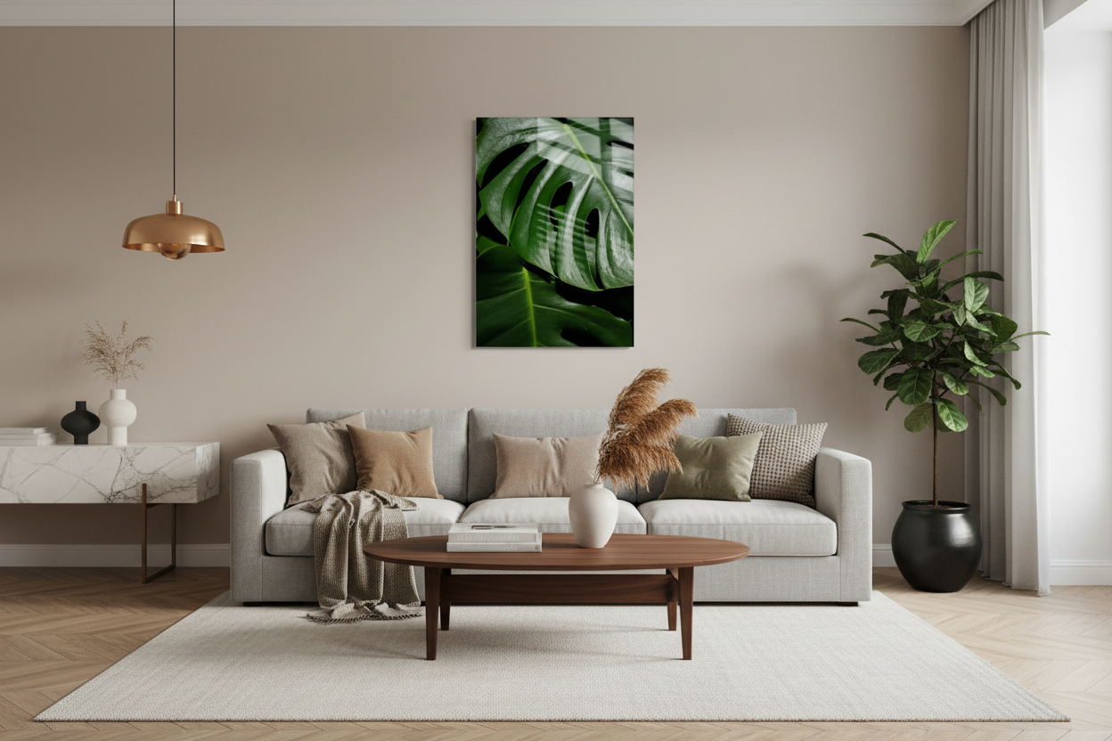 Foglia di Monstera Quadro in Vetro Temperato