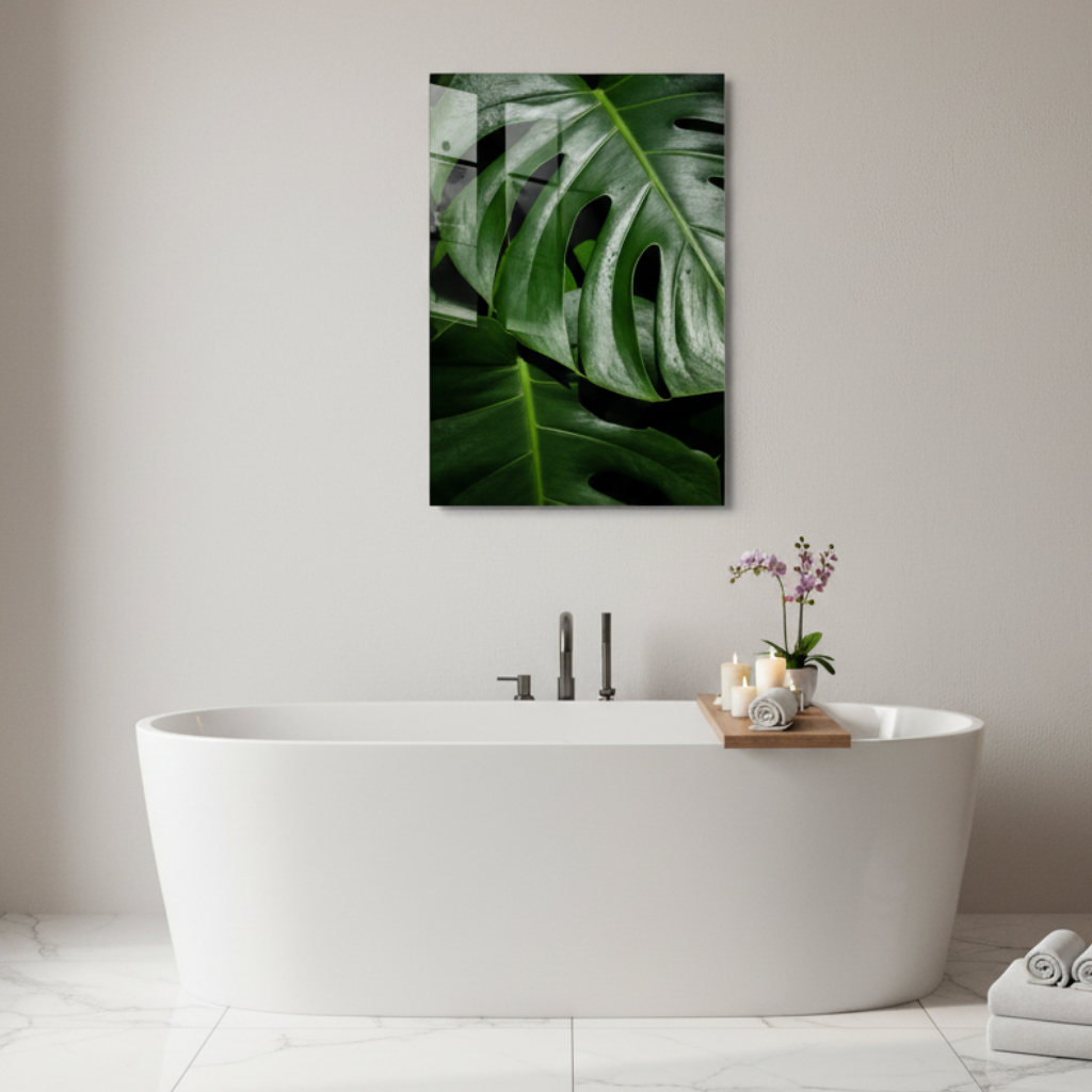Foglia di Monstera Quadro in Vetro Temperato