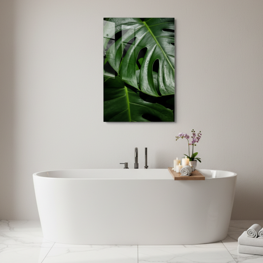 Feuille de Monstera Tableau en Verre Trempé