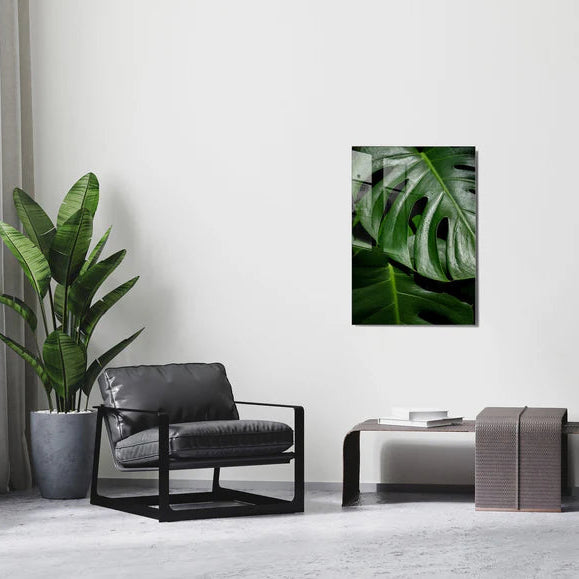 Foglia di Monstera Quadro in Vetro Temperato