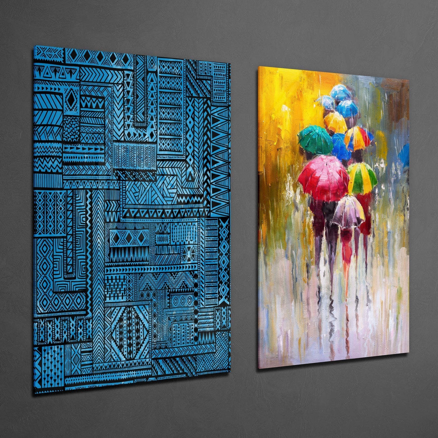 Umbrellas 2 Pieces Combine Glass Wall Art