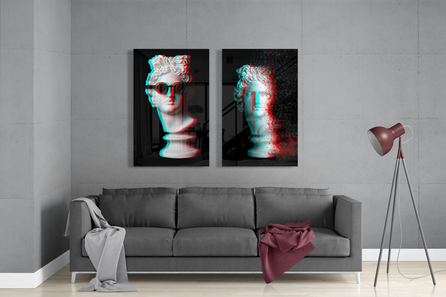 Statues 2 Pieces Combine Glass Wall Art